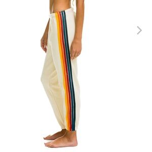 Aviator Nation 5 STRIPE SWEATPANTS - VINTAGE WHITE size small